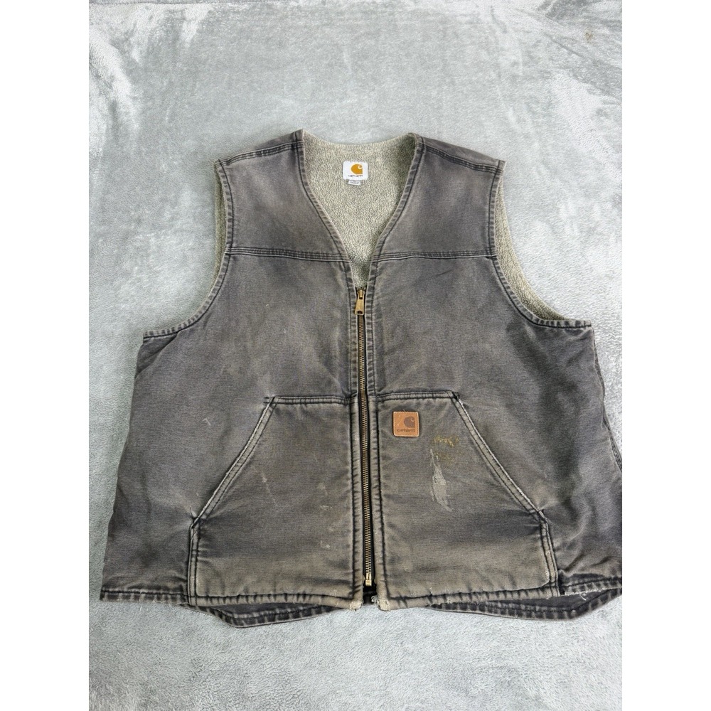 Carhartt Sandstone Rugged Full Zip Vest Men's Size XL Black Workwear Distressed